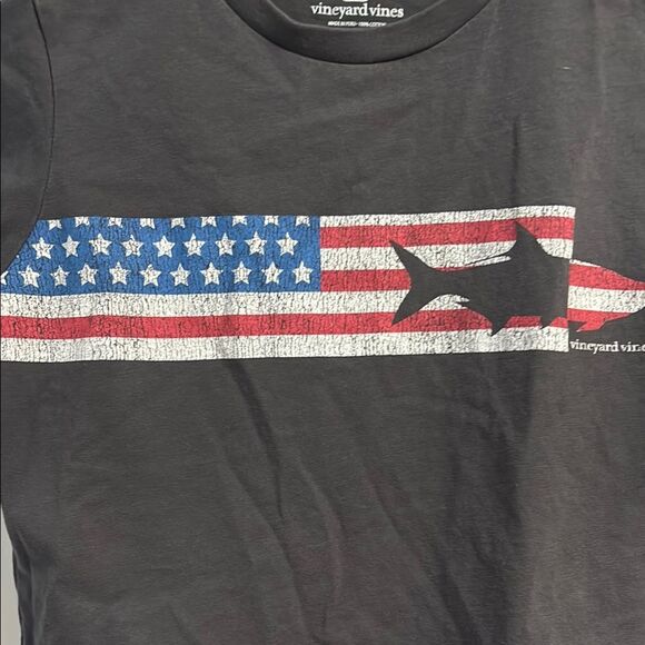 Vineyard Vines charcoal gray and American flag Short Sleeve Tee sz 7 - Picture 3 of 6